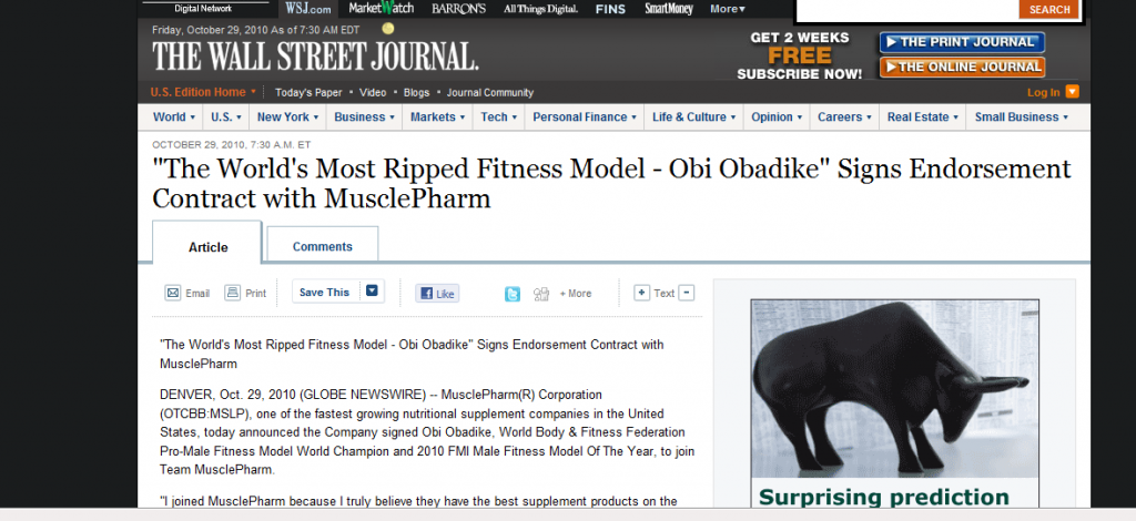 wall street journal press release
